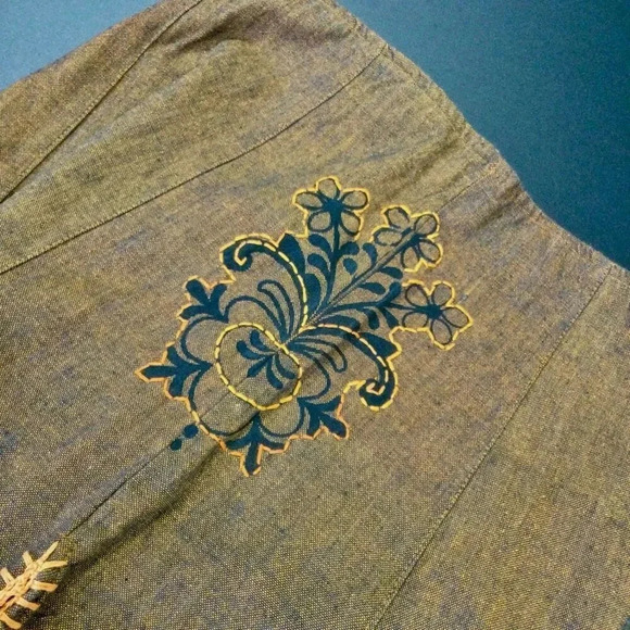 The Collection Royal Womens Large Skirt Brown Orange Crochet Inlays Cotton NWT - Picture 5 of 13